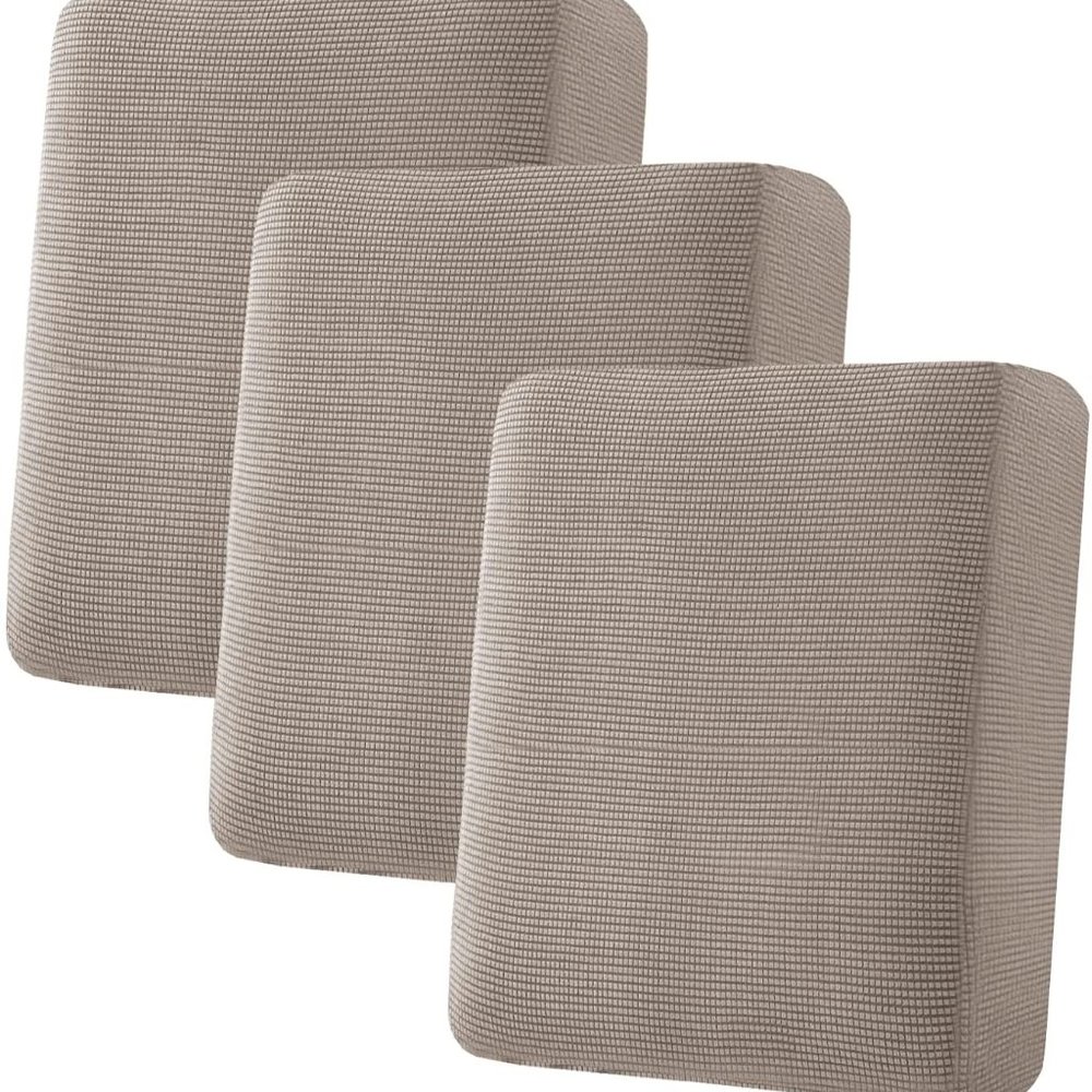 H.VERSAILTEX Super Stretch Individual Seat Cushion Covers --Large, Taupe